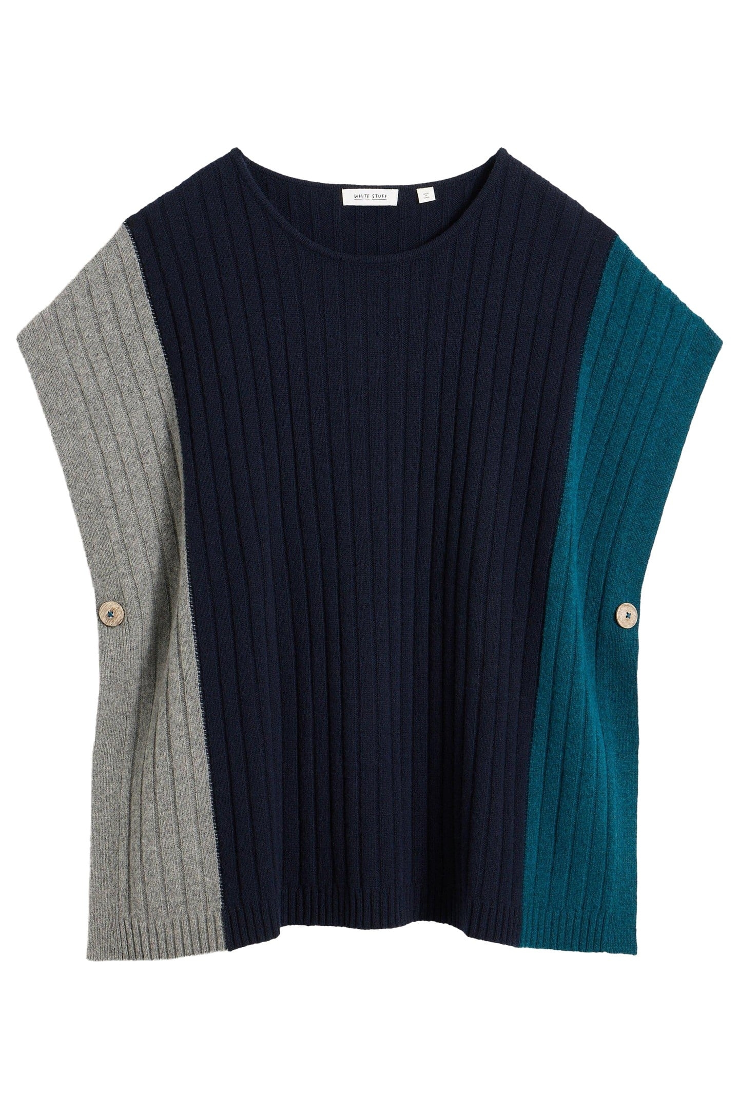 AVA KNITTED PONCHO NAVY MULTI 3