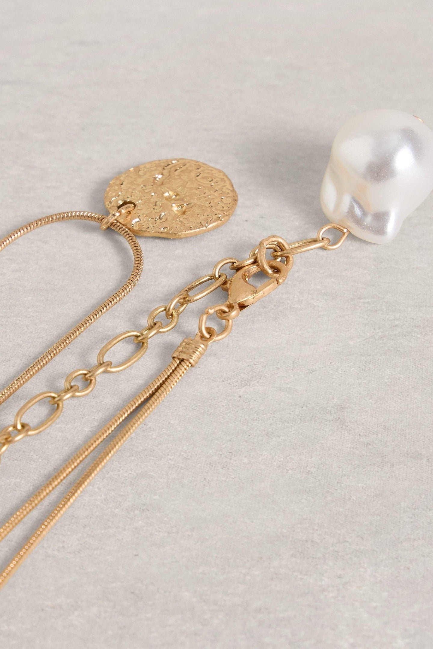 PEARL PENDANT LAYERED NECKLACE GOLD TONE METALLIC 2